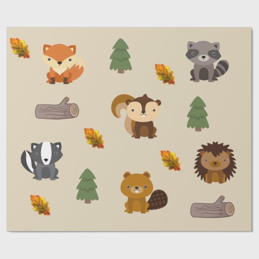 Wald- und Waldbebenwapppapier Geschenkpapier (Flach)