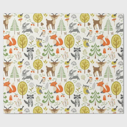 Wald- und Waldtiere  Geschenkpapier (Flach)