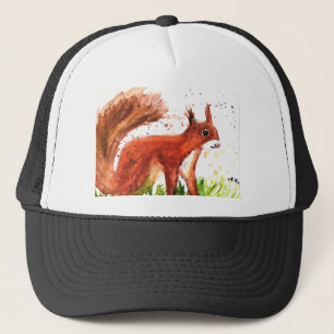 Wald- und Waldtiere von Wasserfarbeneichhörnchen Truckerkappe