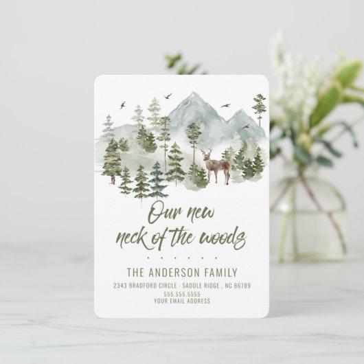 Wald unser neuer Nacken des Waldes bewegende Einla Einladung (Stehend Vorderseite)