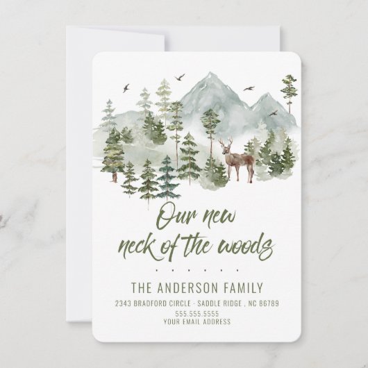 Wald unser neuer Nacken des Waldes bewegende Einla Einladung (Vorderseite)