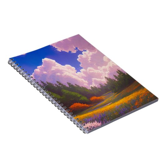 Wald unter einem Moody Cloudy Sky Notizblock (Rechte Seite)