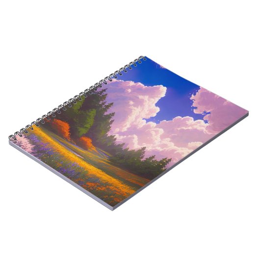 Wald unter einem Moody Cloudy Sky Notizblock (Linke Seite)