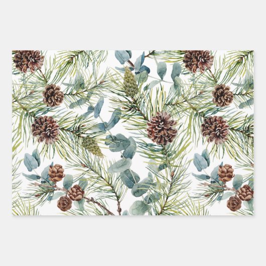 Wald-Urlaub in Aquarellwald Geschenkpapier Set (Vorderseite)