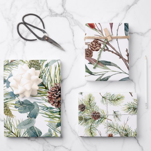 Wald-Urlaub in Aquarellwald Geschenkpapier Set (Vorderseite)