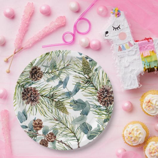 Wald-Urlaub in Aquarellwald Pappteller (Party)