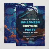 Wald von Jack-O' Lanterns Full Moon Halloween Einladung (Vorne/Hinten)