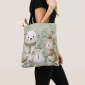 Wald Wald Bär Hase Schneemann Tasche (Von Nahem)