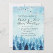 Wald, Wald, Pinienbäume Blaue Hochzeit Einladung (Vorderseite)