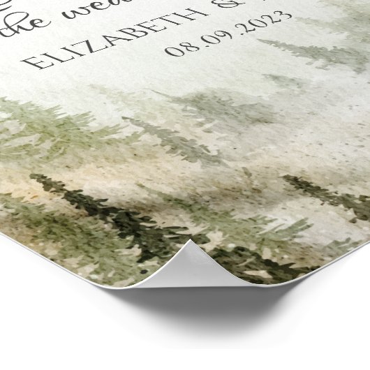Wald, Wald, Pinienbäume, Streichellichter Hochzeit Poster (Ecke)