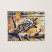 Wald Wald Wasserfarben Eule Herbst Tier Puzzle (Horizontal)