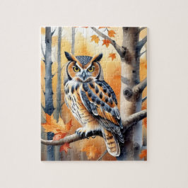 Wald Wald Wasserfarben Eule Herbst Tier Puzzle