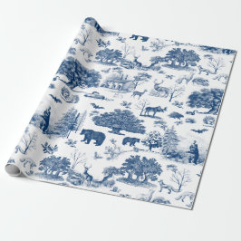 Wald Waldbeere Blau und Weiß Toile Geschenk Geschenkpapier