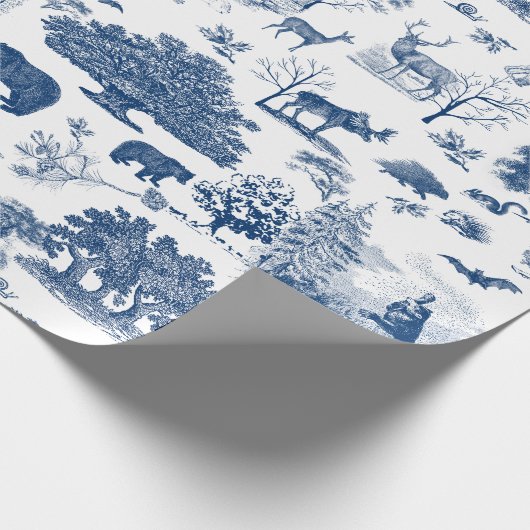 Wald Waldbeere Blau und Weiß Toile Geschenk Geschenkpapier (Ecke)