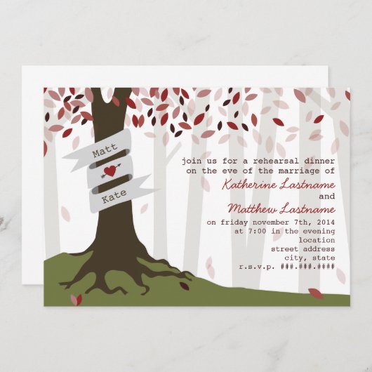 Wald / Waldland Probe Abendessen Einladung Rot (Vorne/Hinten)