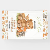 Wald-Waldtiere Wild One 1. Geburtstag Banner (Horizontal)