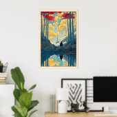 Wald-Wandkunst Serene Bäume und sitzende Figur Poster (Heimbüro)
