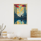 Wald-Wandkunst Serene Bäume und sitzende Figur Poster (Küche)