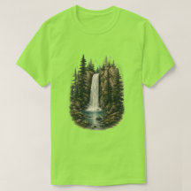 Wald-Wasserfall-Landschaft-Shirt