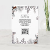 Wald Wasserfarbe Waldhirsch QR-Code Hochzeit Einladung (Rückseite)