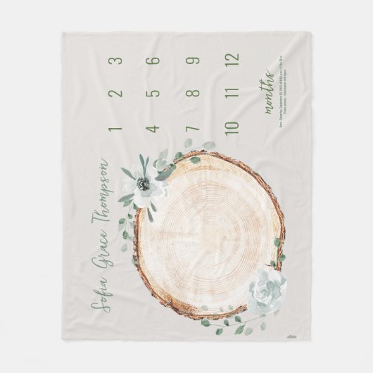 Wald-Wasserfarben-Blumen-Monatlicher Meilenstein Fleecedecke (Vorderseite)