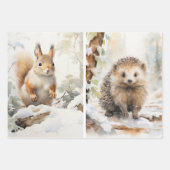 Wald Wasserfarben Eichhörnchen Igel Winterlandscha Geschenkpapier Set (Vorderseite)