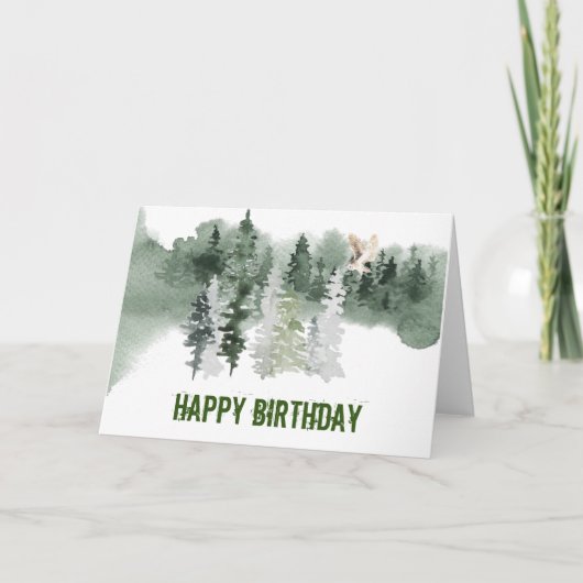 Wald-Wasserfarben-Eule Geburtstag Karte (Vorderseite)