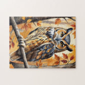 Wald-Wasserfarben-Eule Herbst-Tier Puzzle (Horizontal)