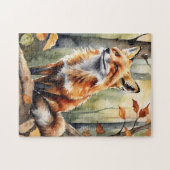 Wald Wasserfarben Fuchs Herbst Puzzle (Horizontal)