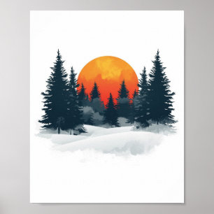 Wald-Wasserfarben-Minimalistischer-Natur-Winterson Poster