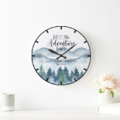 Wald Wasserfarbengebirge Hochzeiten Große Wanduhr (Zuhause)
