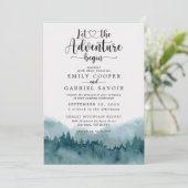 Wald-Wasserfarbenhochzeit Einladung (Stehend Vorderseite)