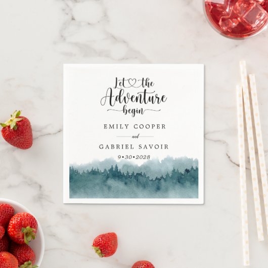 Wald-Wasserfarbenhochzeit Serviette (Beispiel)