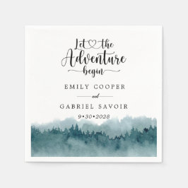 Wald-Wasserfarbenhochzeit Serviette