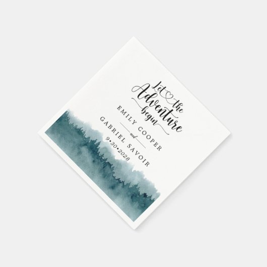 Wald-Wasserfarbenhochzeit Serviette (Ecke)