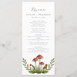 Wald Wasserfarbenpilz Hochzeit Menükarte