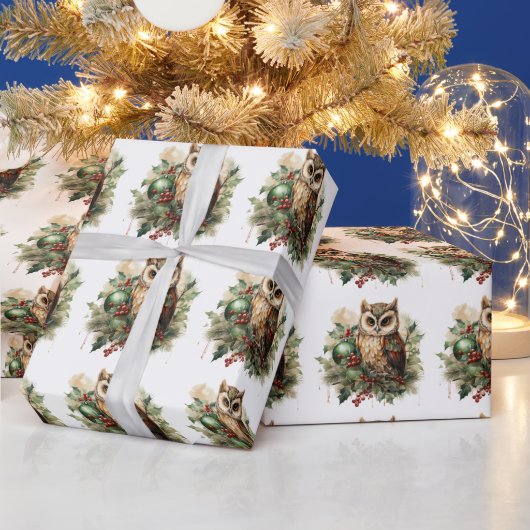 Wald-Weihnachts-Eule Geschenkpapier (Feiertage)