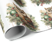 Wald-Weihnachts-Eule Geschenkpapier (Rolleneckpunkt)