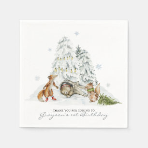 Wald-Weihnachts-Geburtstagsfeier Serviette