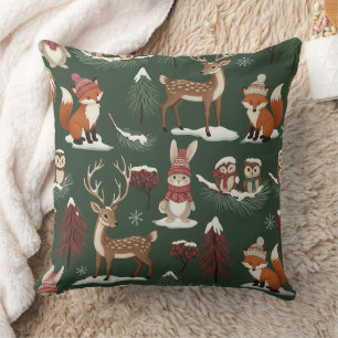 Wald-Weihnachts-Tiere Muster – Süßer Winter 10 Kissen