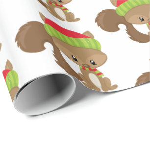 Wald-Weihnachtsfeier Eichhörnchen-Party-Verpackung Geschenkpapier