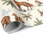 Wald-Weihnachtstiere Geschenkpapier (Rolleneckpunkt)