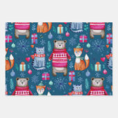Wald Weihnachtswald Bärenkatze Fox Geschenkpapier Set (Vorderseite 2)
