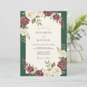 Wald-Wein-Rosa-Hochzeit Einladung (Stehend Vorderseite)