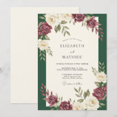 Wald-Wein-Rosa-Hochzeit Einladung (Vorne/Hinten)