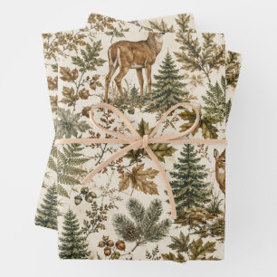 Wald-Weißwedelhirsch-Geschenkpapier für ihn Geschenkpapier Set