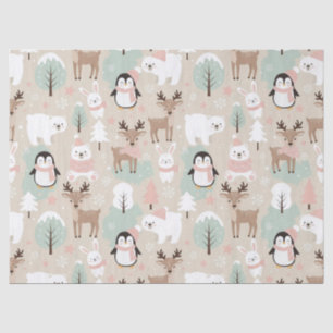 Wald Whimsicalische Waldtiere Winter Seidenpapier