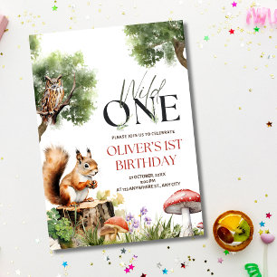 Wald-Wild-Eins-Geburtstags-Einladung 1. Geburtstag Einladung