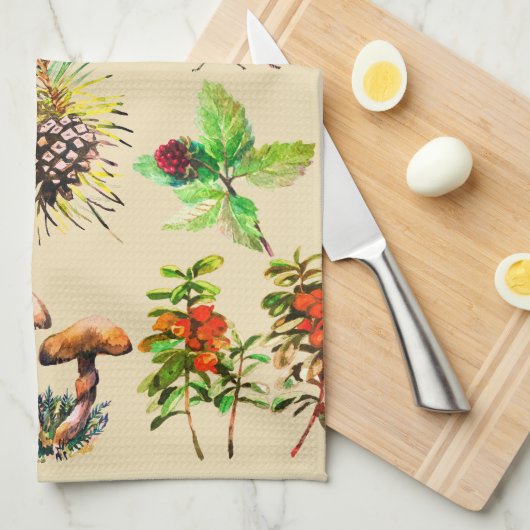 Wald, wilde Pilze Geschirrtuch (Viertel Falte)