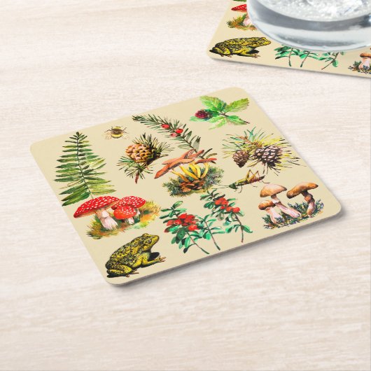 Wald, wilde Pilze Rechteckiger Pappuntersetzer (angewinkelt)